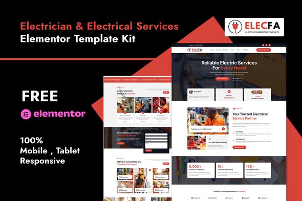 Elecfa – Electrician and Electrical Services Elementor Template Kit